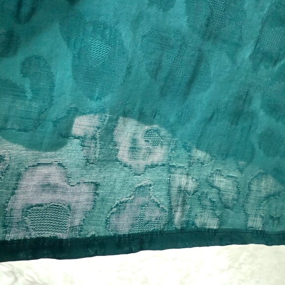 Guess Animal Print Satin Sheer Retro Balloon Sleeves Blouse Womens S Green Teal - Picture 5 of 9